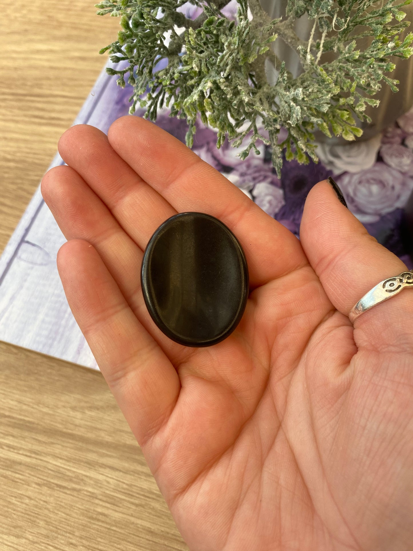 Black Obsidian Worry Stone with Pouch