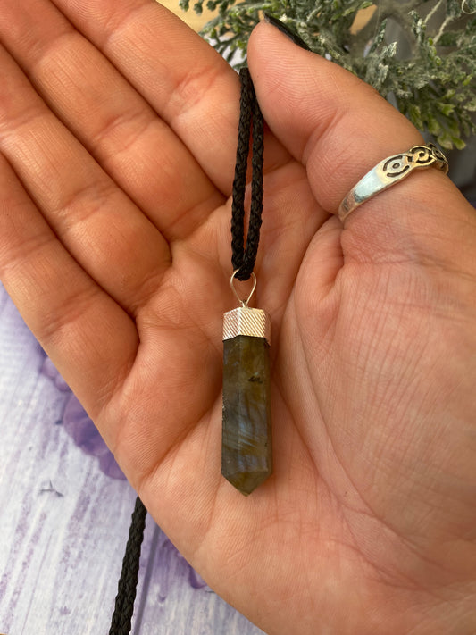 Labradorite Pencil Pendant Necklace