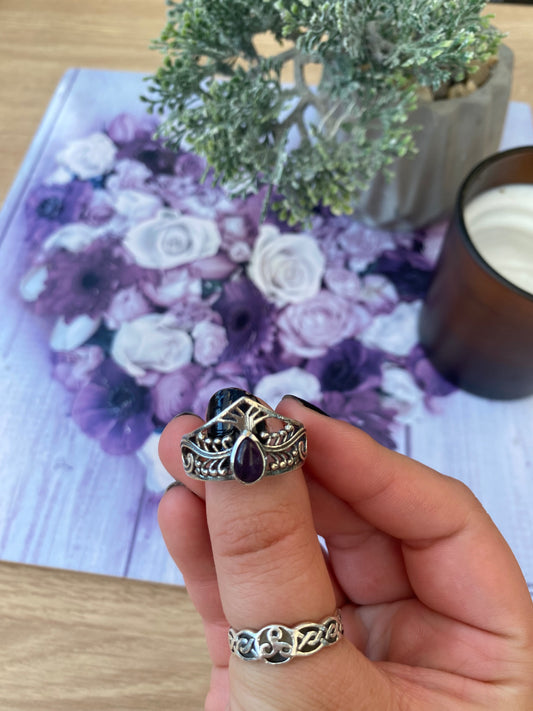 Amethyst Teardrop Tiara Ring