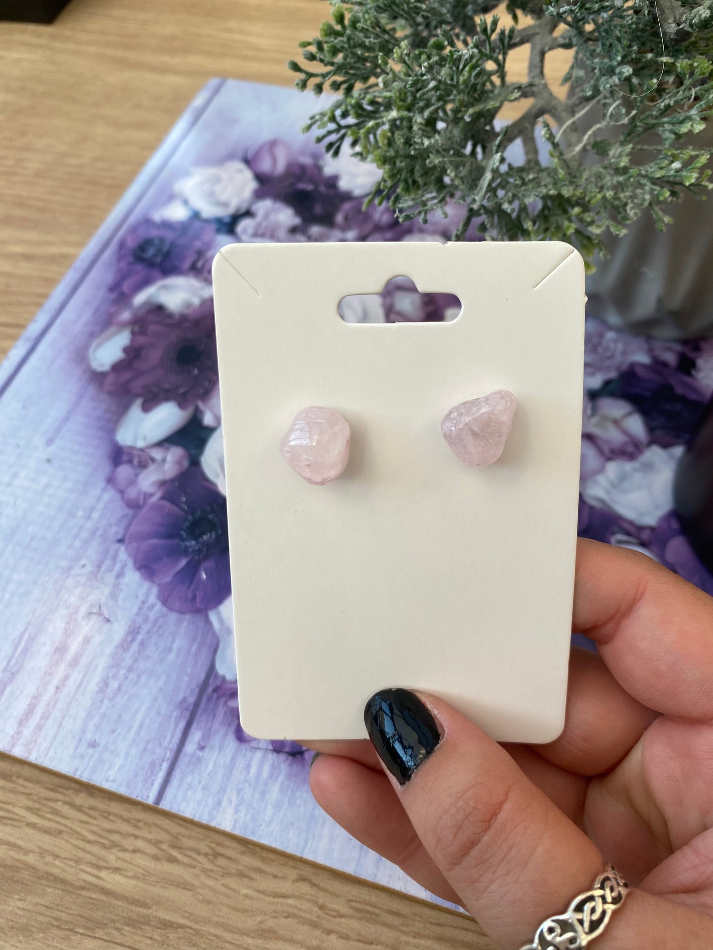 Rose Quartz Stud Earrings