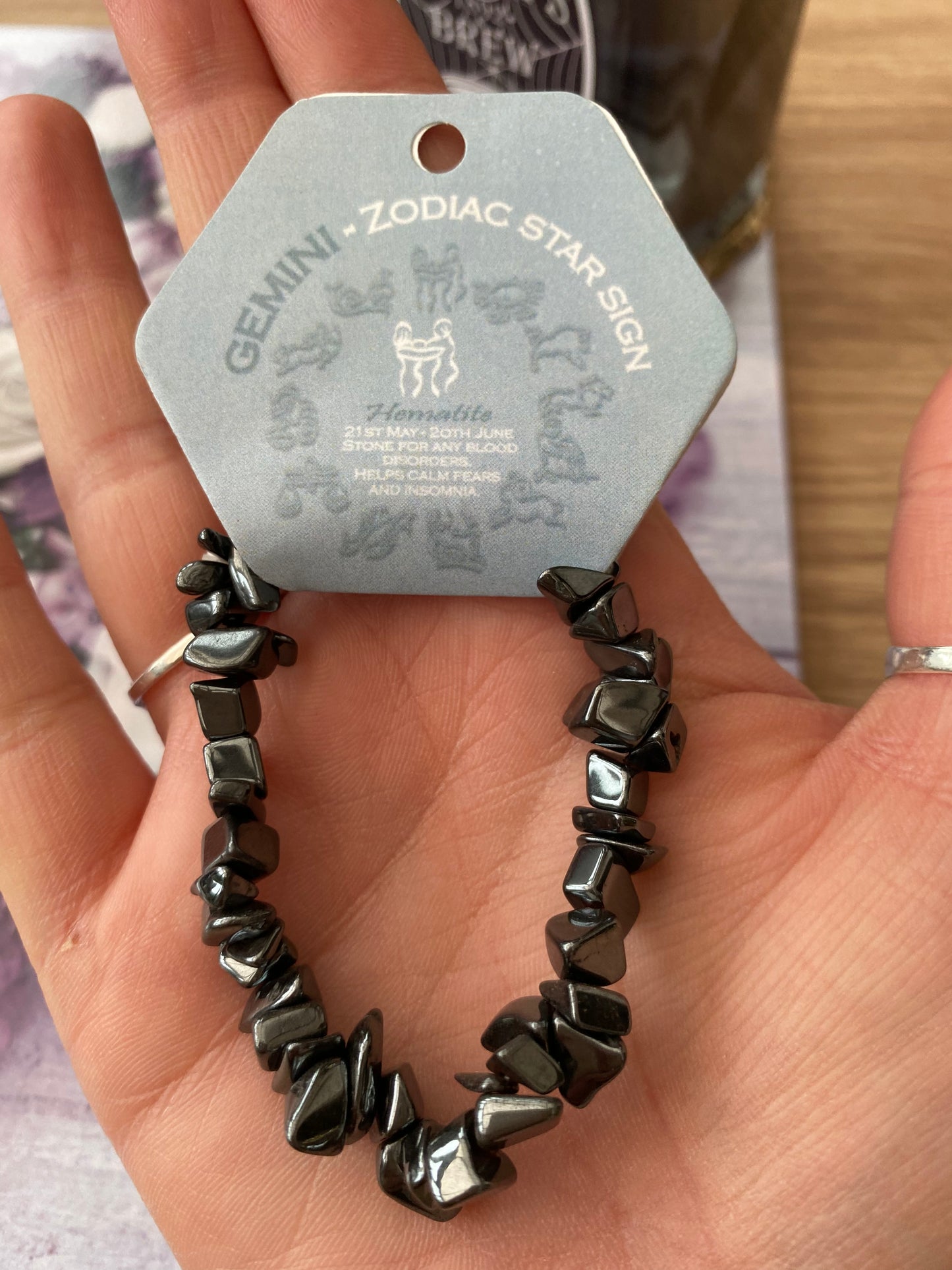 Gemini Zodiac Sign Hematite Crystal Bracelet