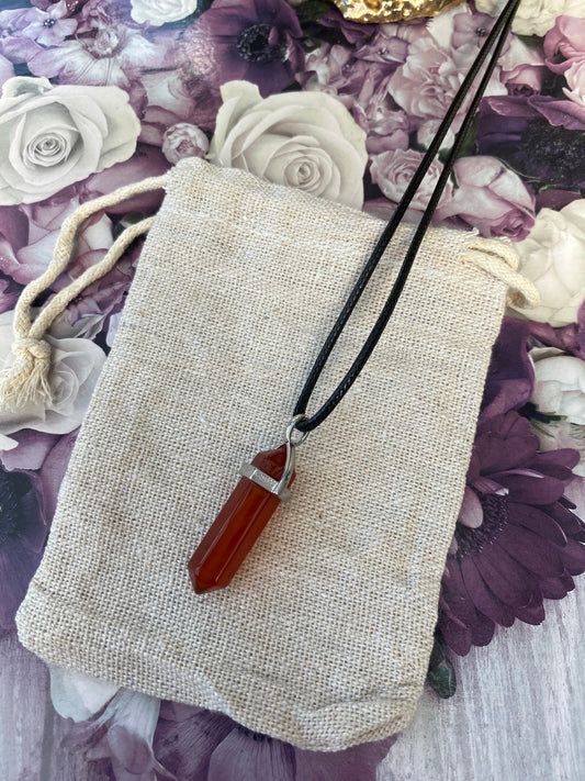 Red Carnelian Point Pendant Necklace