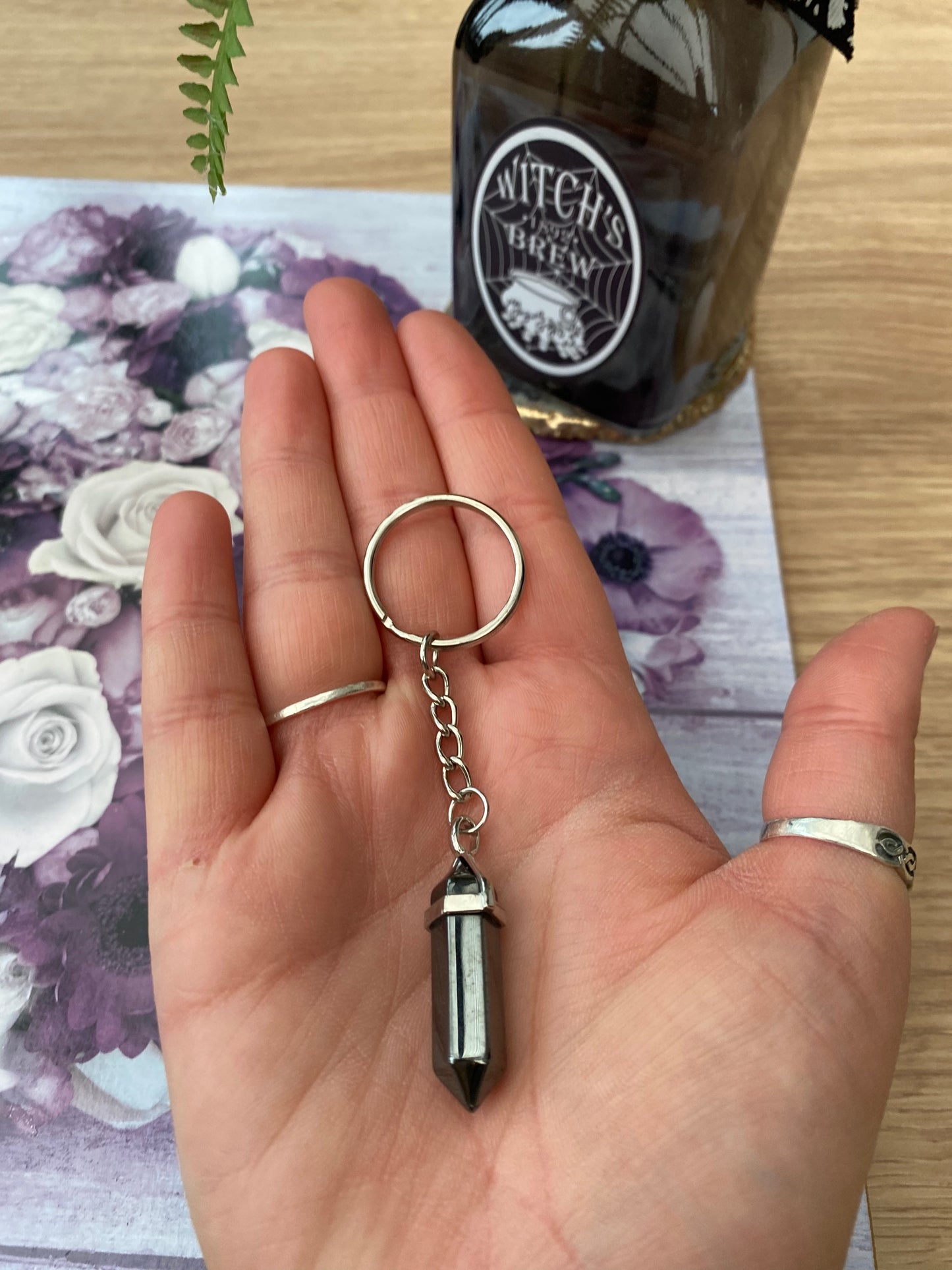 Hematite Crystal Point Keyring