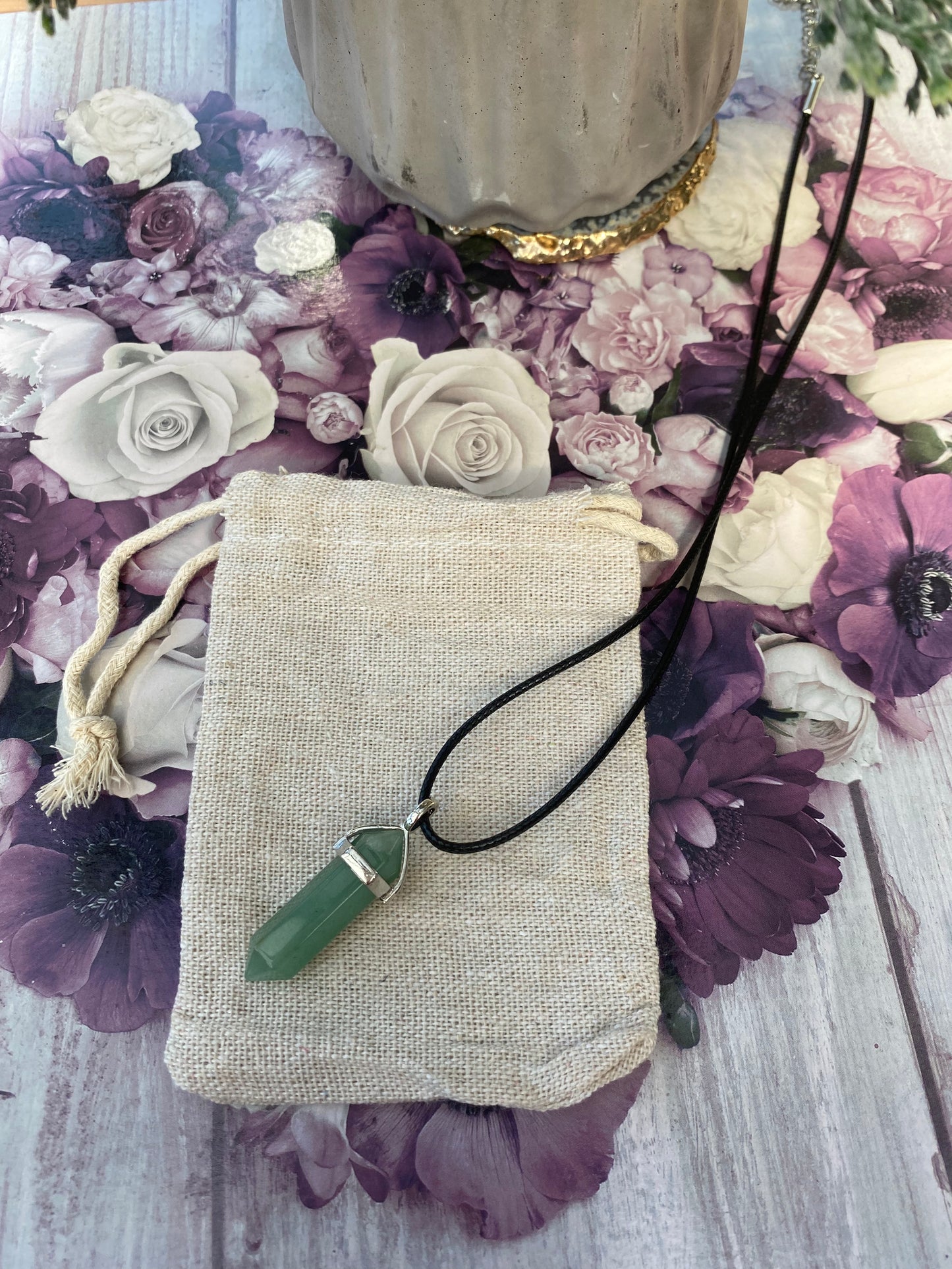 Green Aventurine Point Pendant Necklace