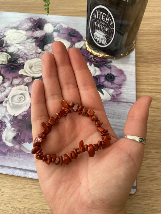 Red Jasper Crystal Chip Bracelet