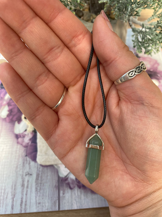 Green Aventurine Point Pendant Necklace