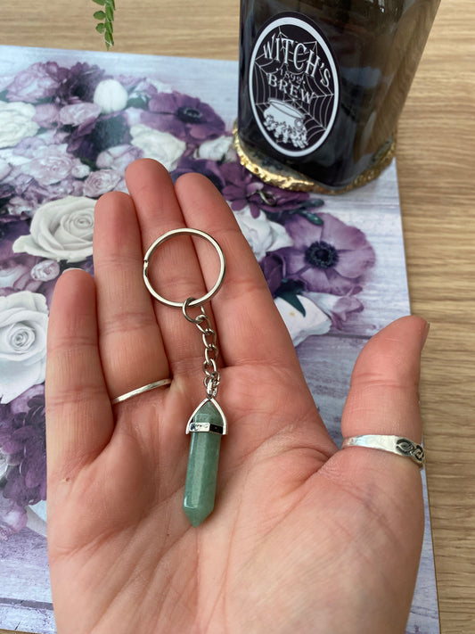 Green Aventurine Crystal Point Keyring