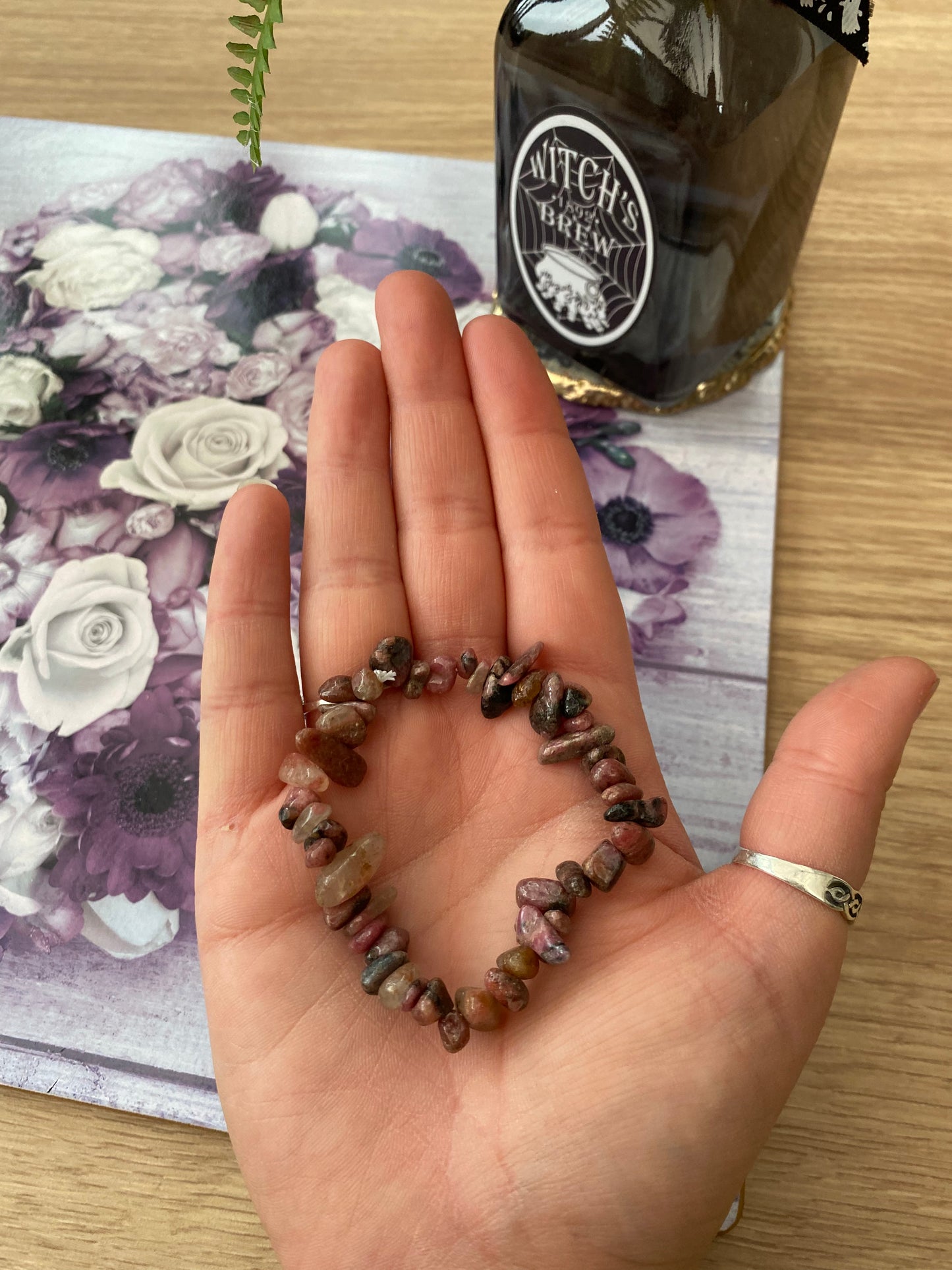 Rhodonite Crystal Chip Bracelet