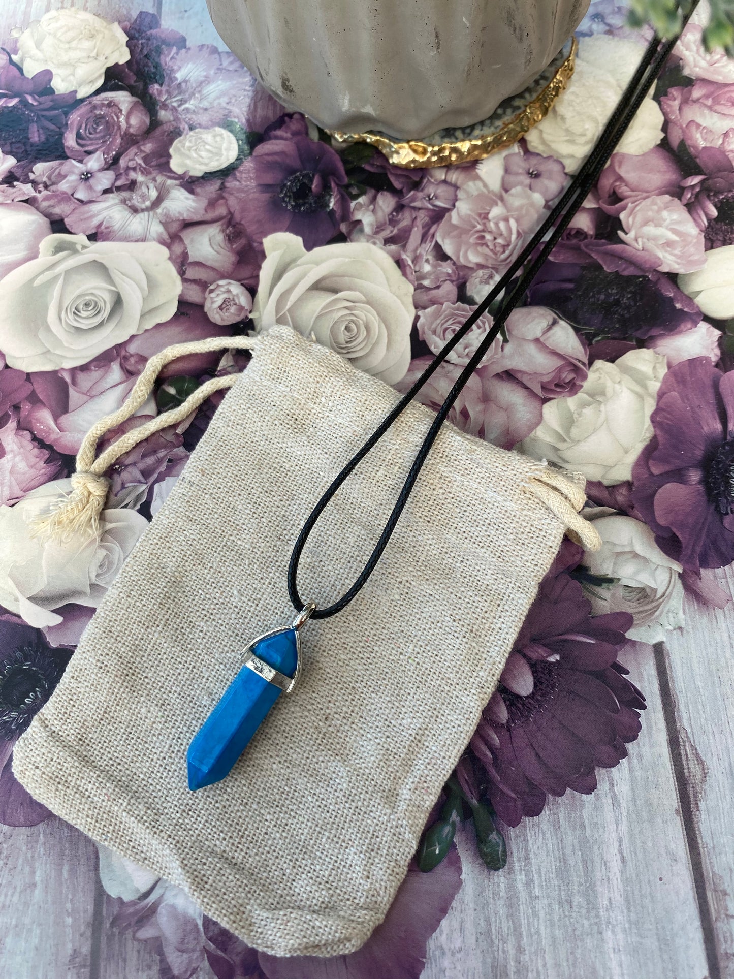 Blue Howlite Point Pendant Necklace