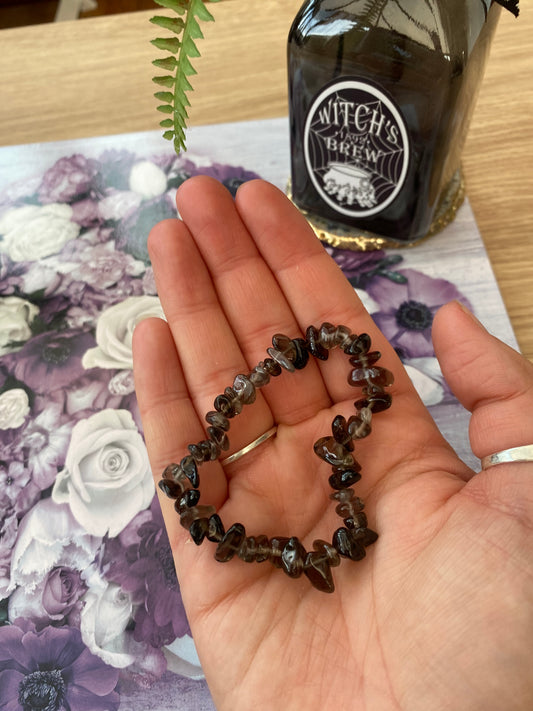 Smoky Quartz Crystal Chip Bracelet