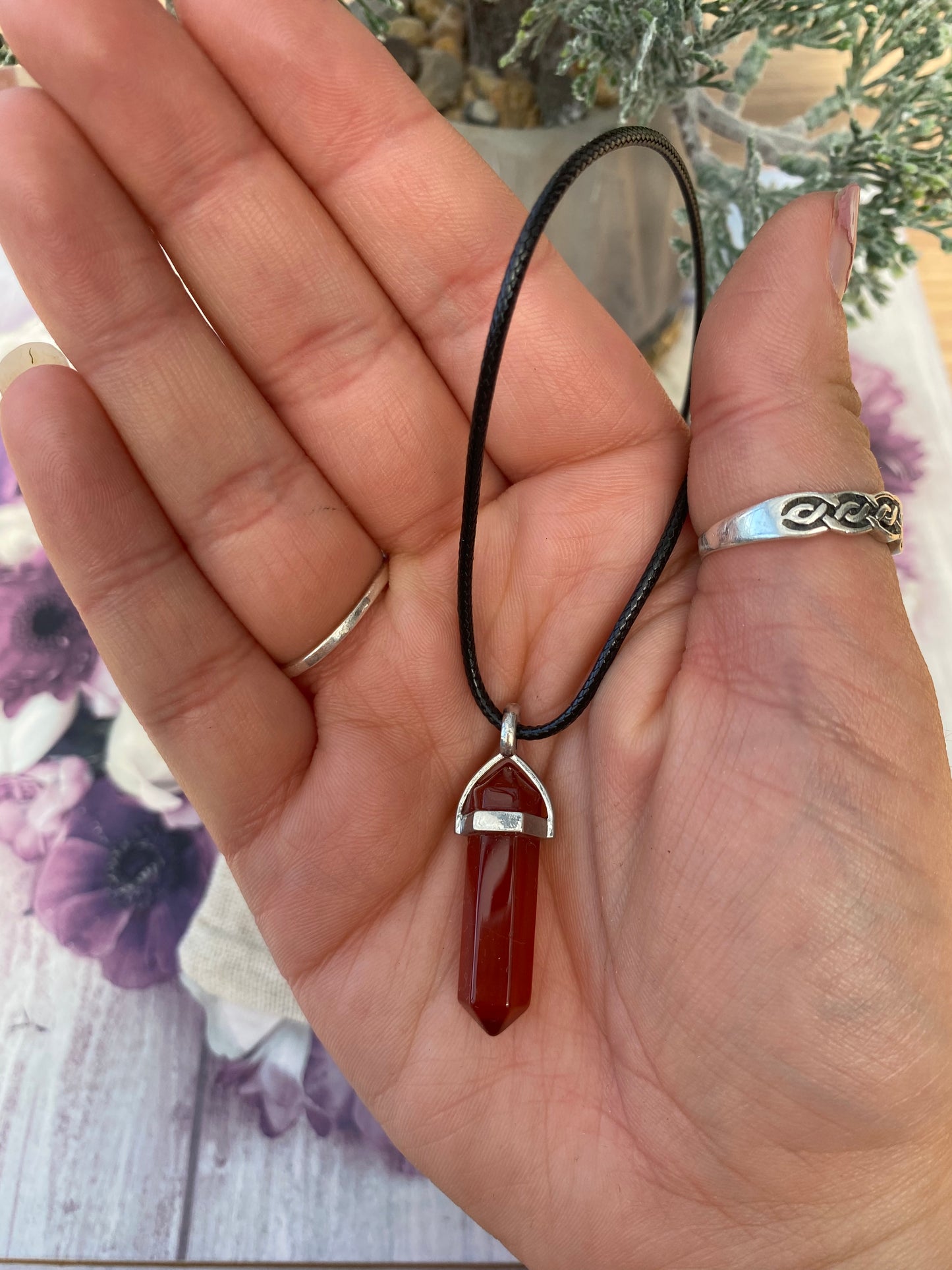 Red Carnelian Point Pendant Necklace