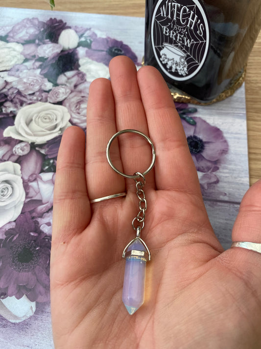 Opalite Crystal Point Keyring