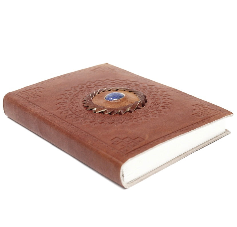 Leather Notebook with Lapis Lazuli