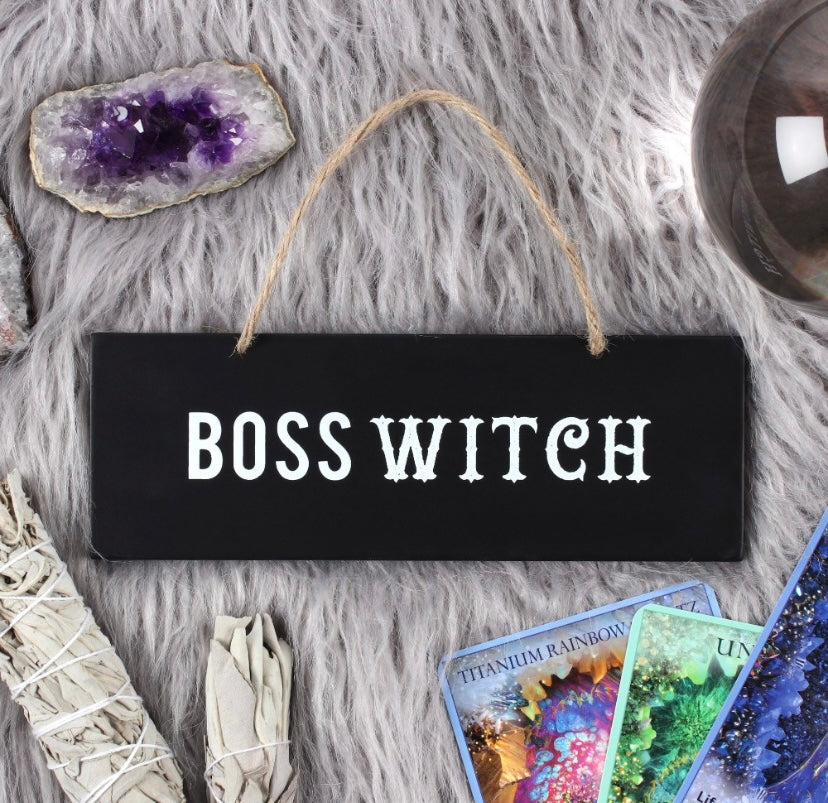 Boss Witch Hanging Wall Sign