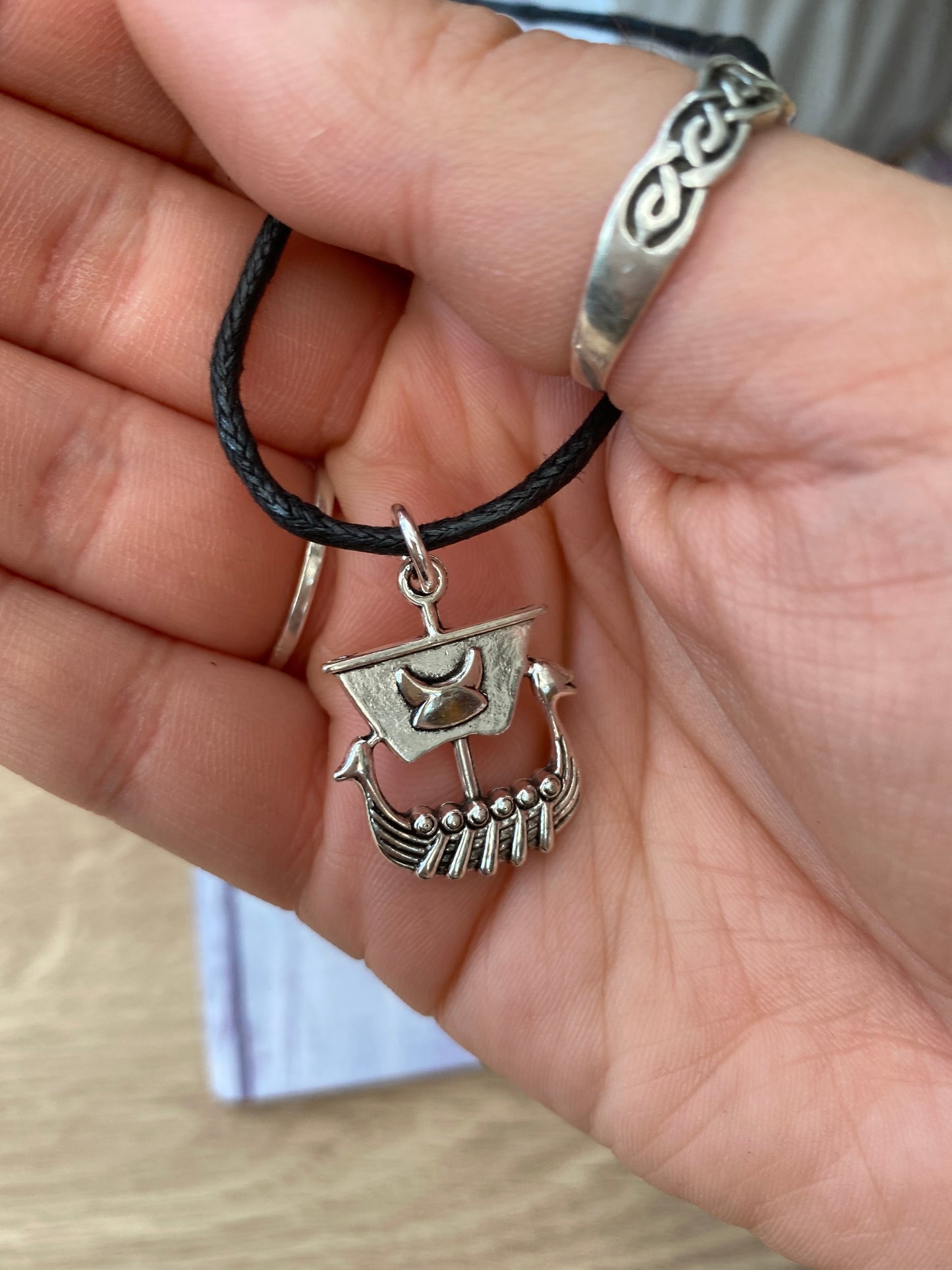 Viking Ship Charm Necklace