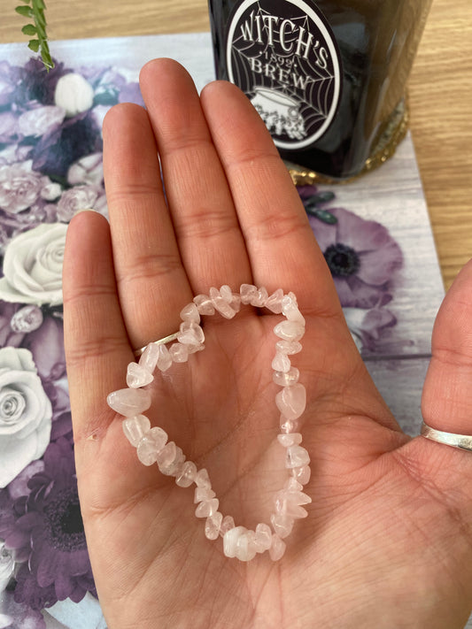 Rose Quartz Crystal Chip Bracelet