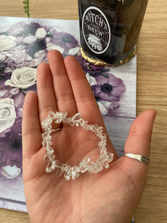 Clear Quartz Crystal Chip Bracelet