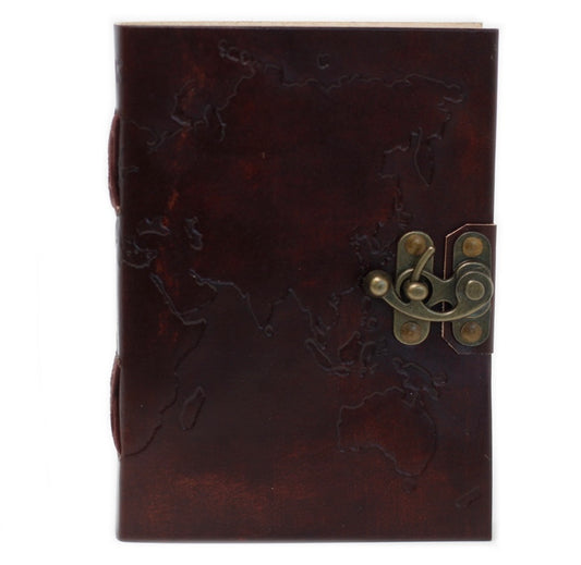 Leather World Map Notebook