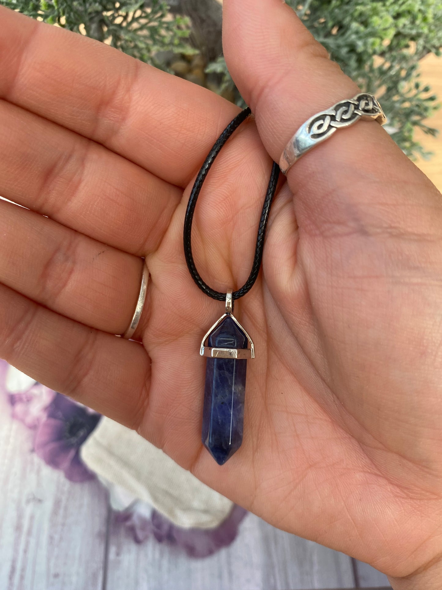 Sodalite Point Pendant Necklace