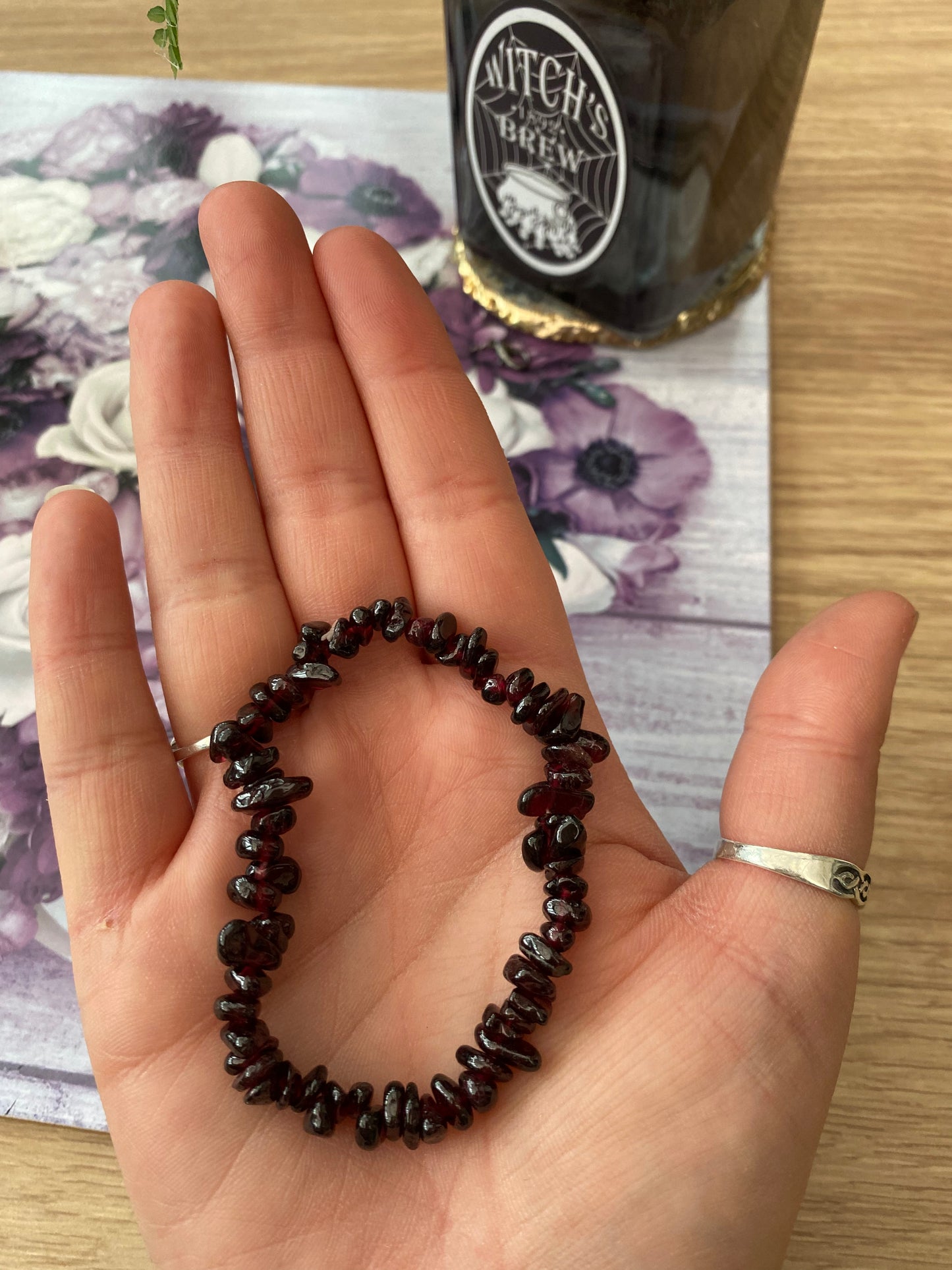 Garnet Crystal Chip Bracelet