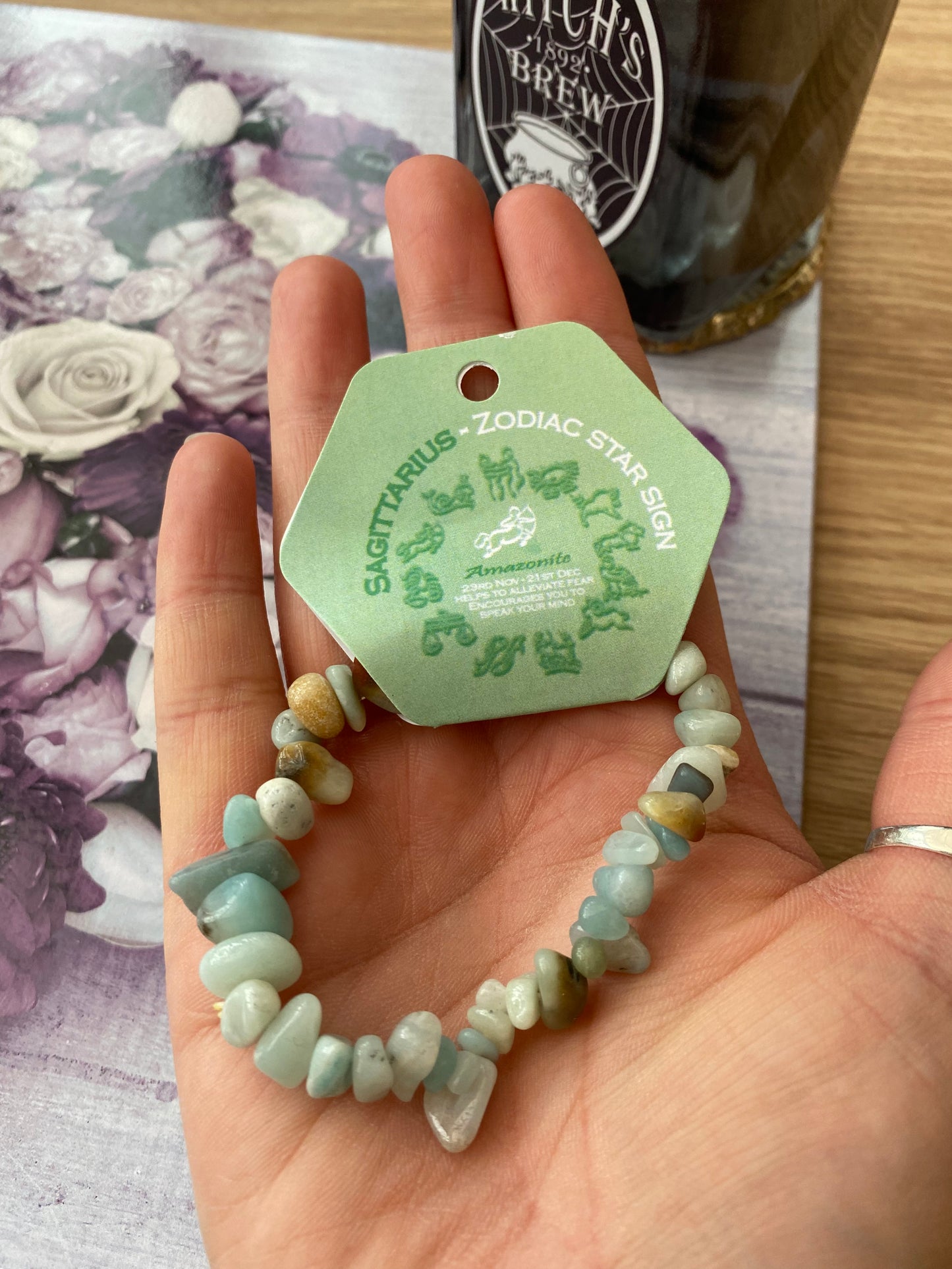 Sagittarius Zodiac Sign Amazonite Crystal Bracelet