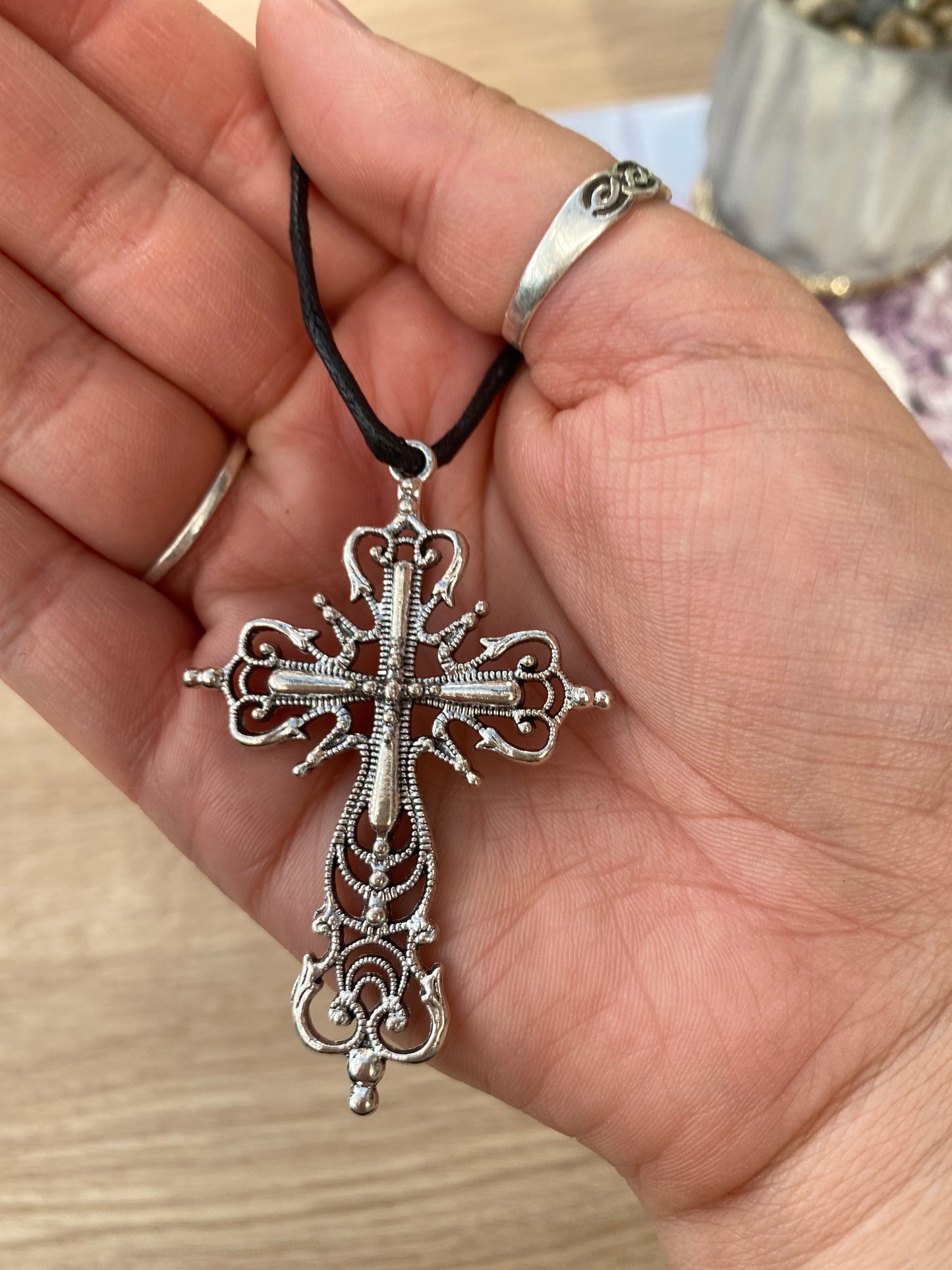 Gothic Cross Charm Necklace