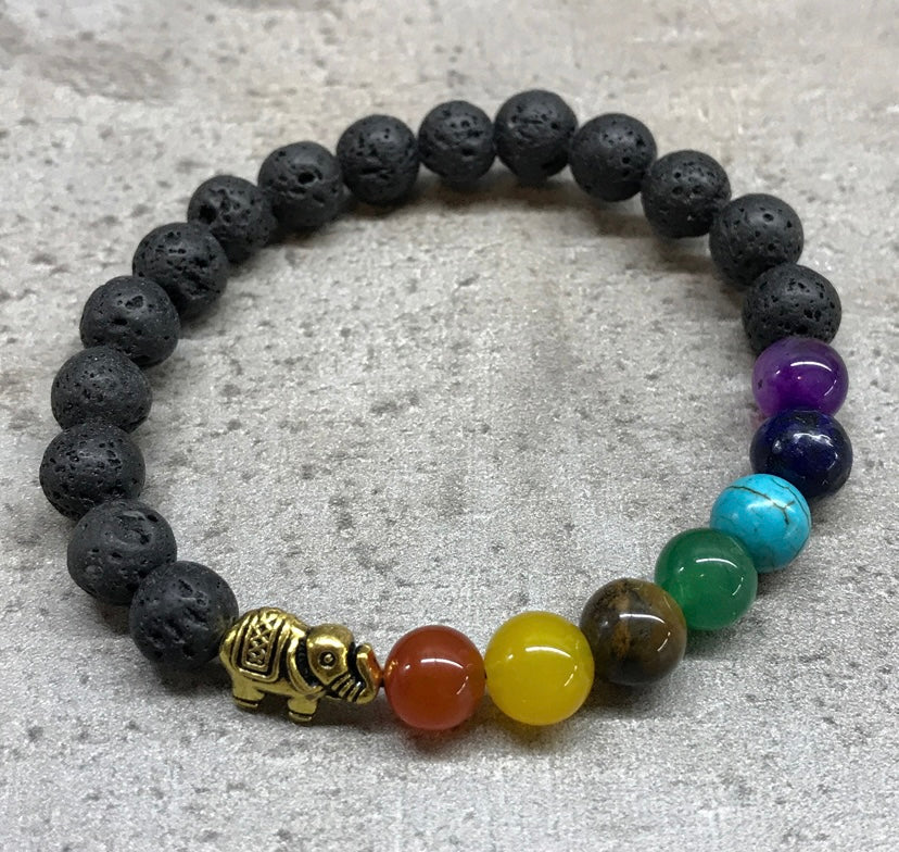 Elephant Chakra Lava Stone Bracelet