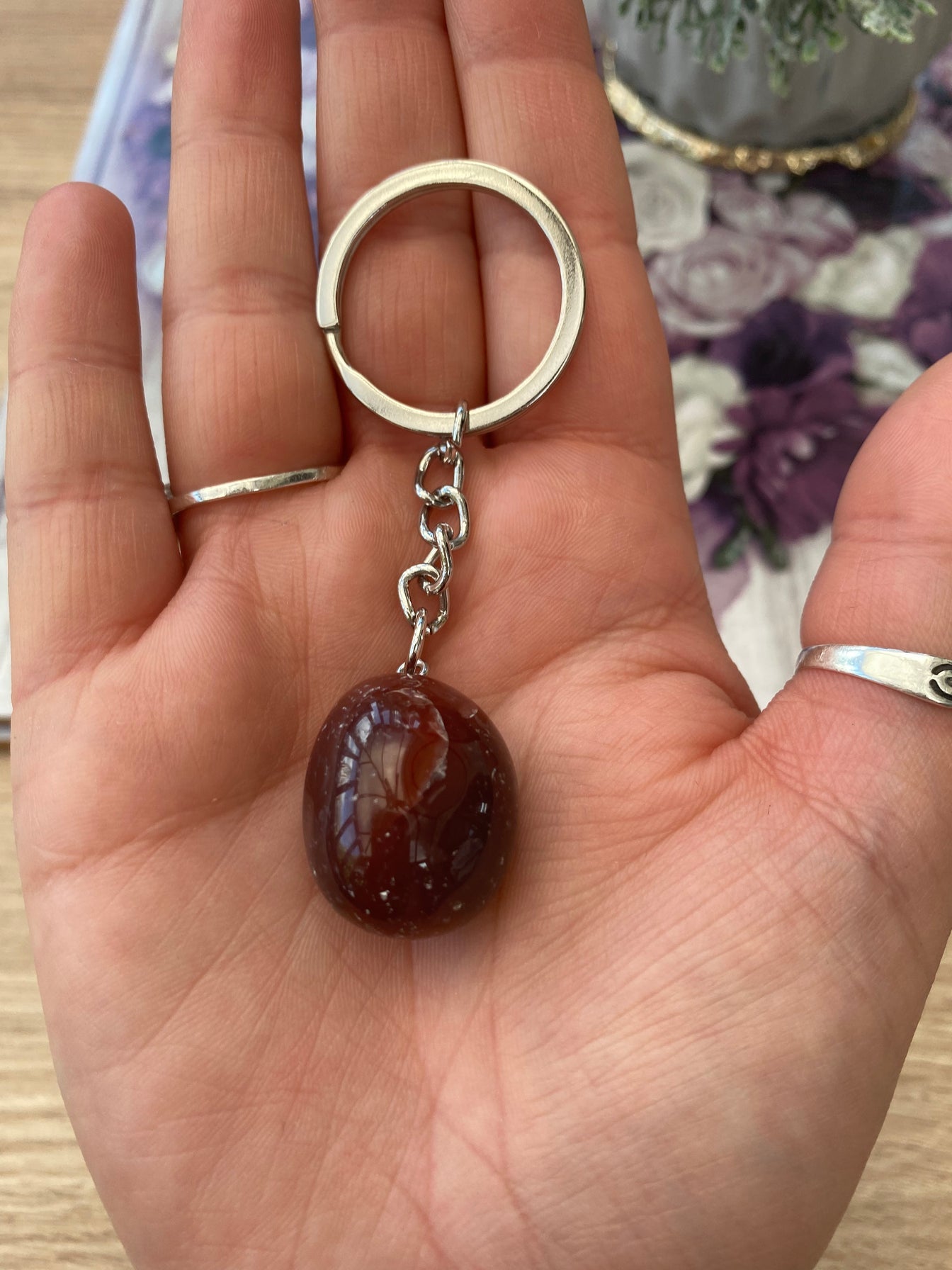 Red Carnelian Tumblestone Keyring