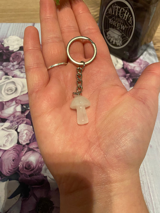 Clear Quartz Mushroom Keyring