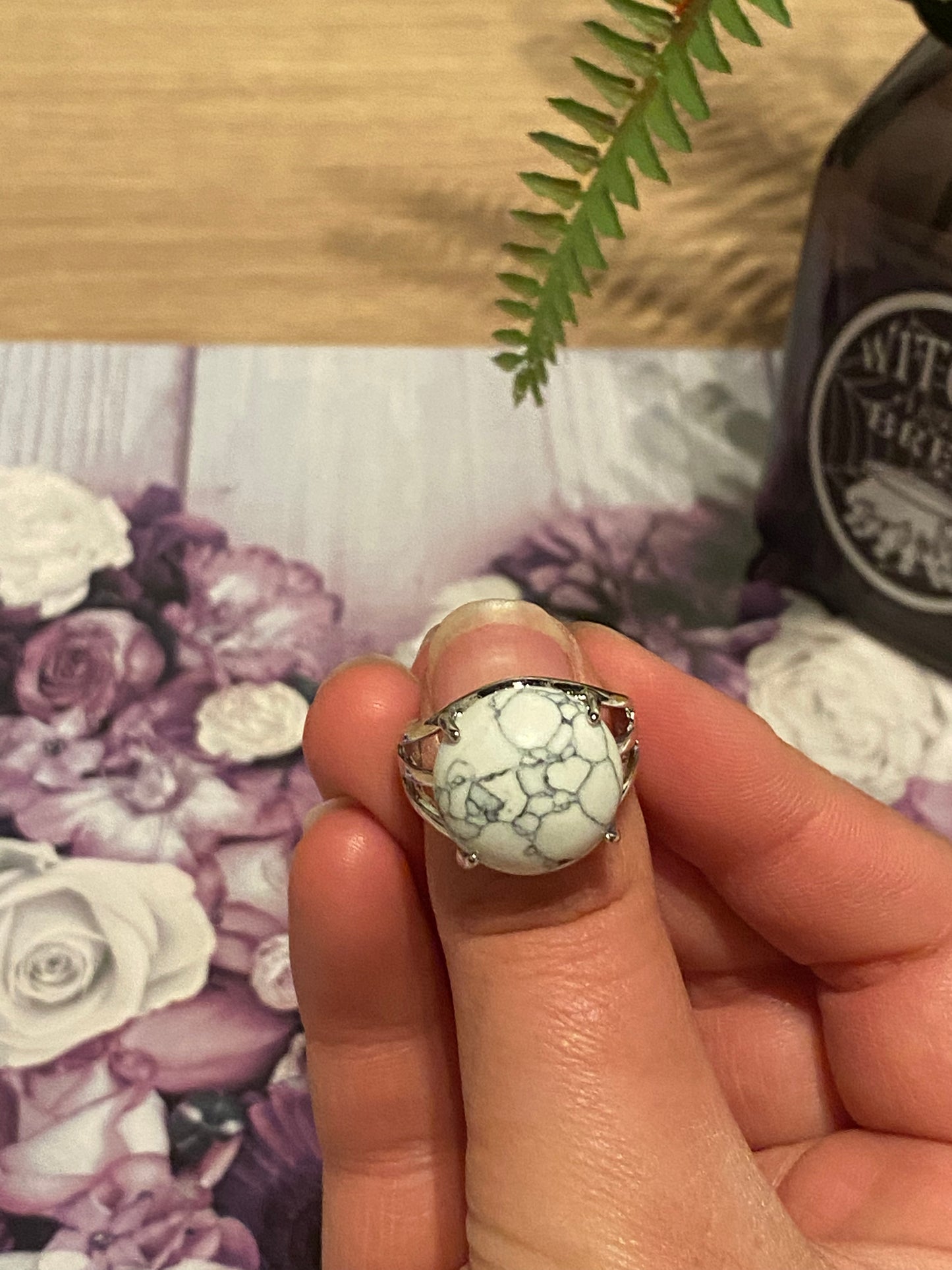 White Howlite Crystal Ring