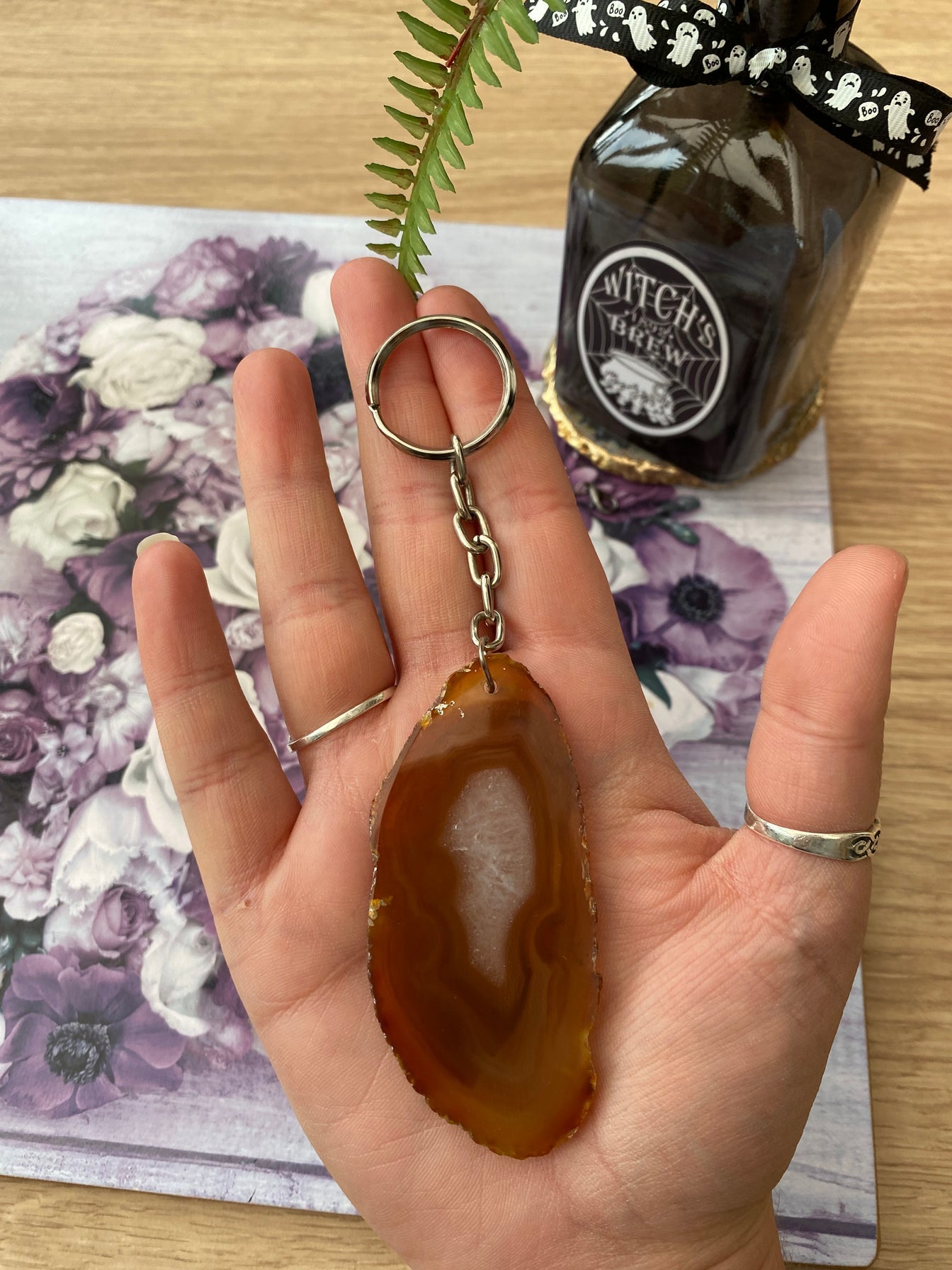 Agate Slice Keyring