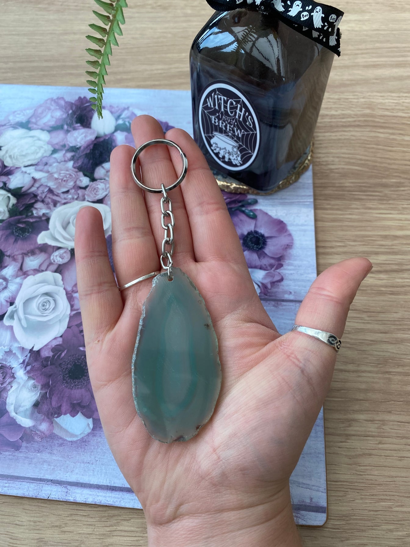 Agate Slice Keyring