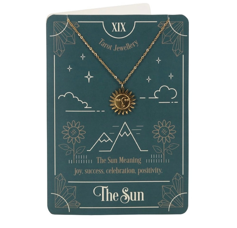 The Sun Tarot Necklace on Greeting Card