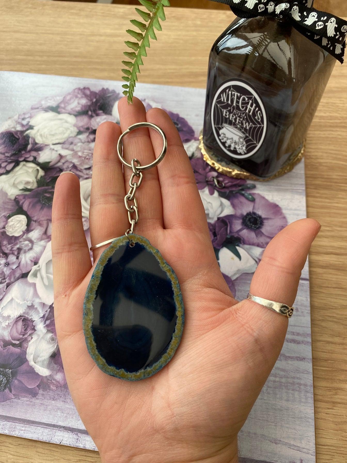 Agate Slice Keyring