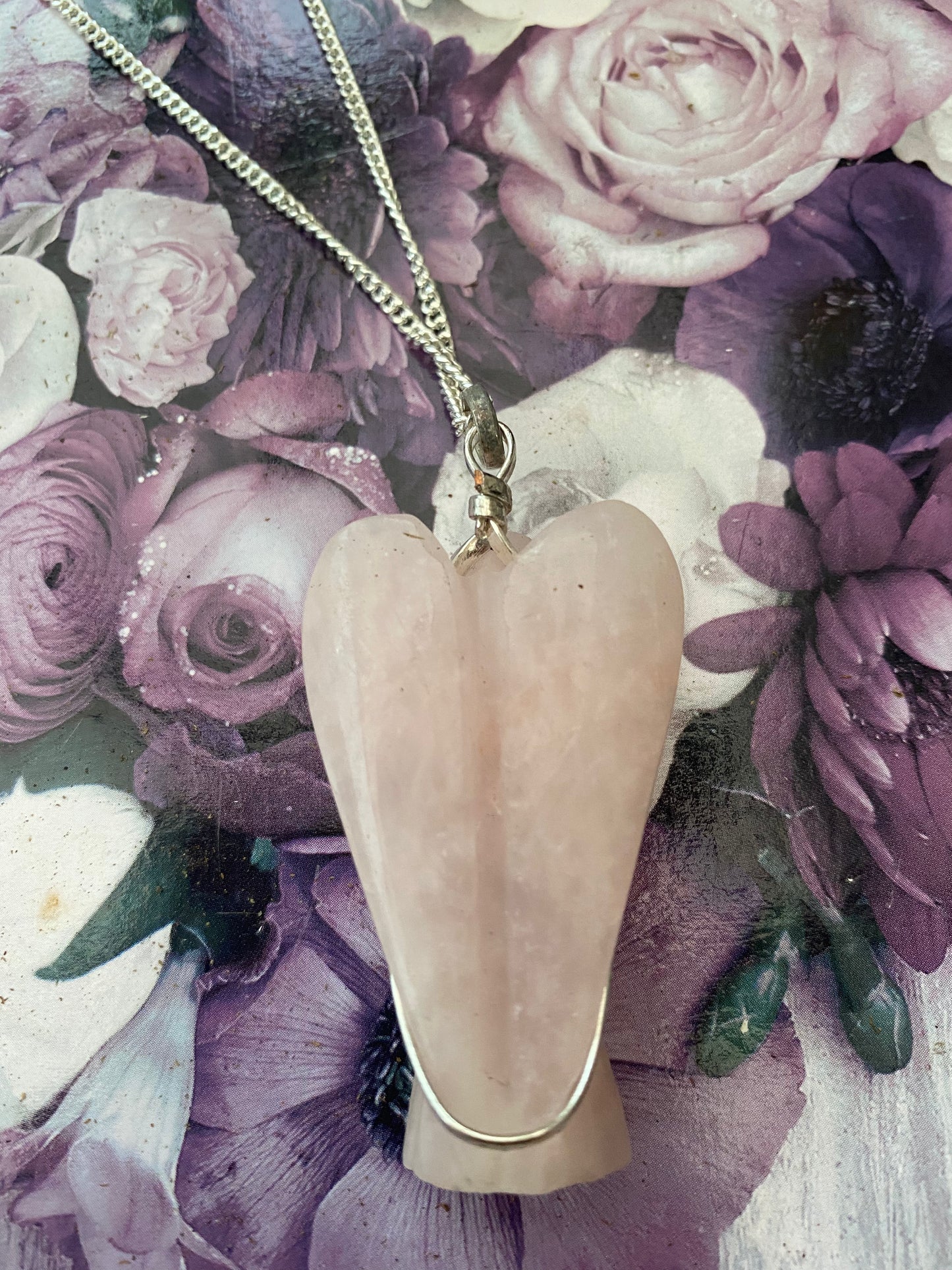 Rose Quartz Guardian Angel Pendant Necklace