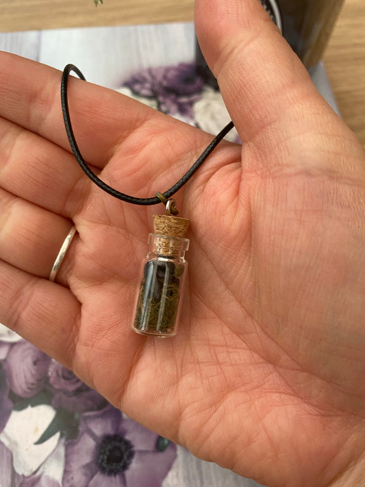 Black Tourmaline Crystal Jar Pendant Necklace