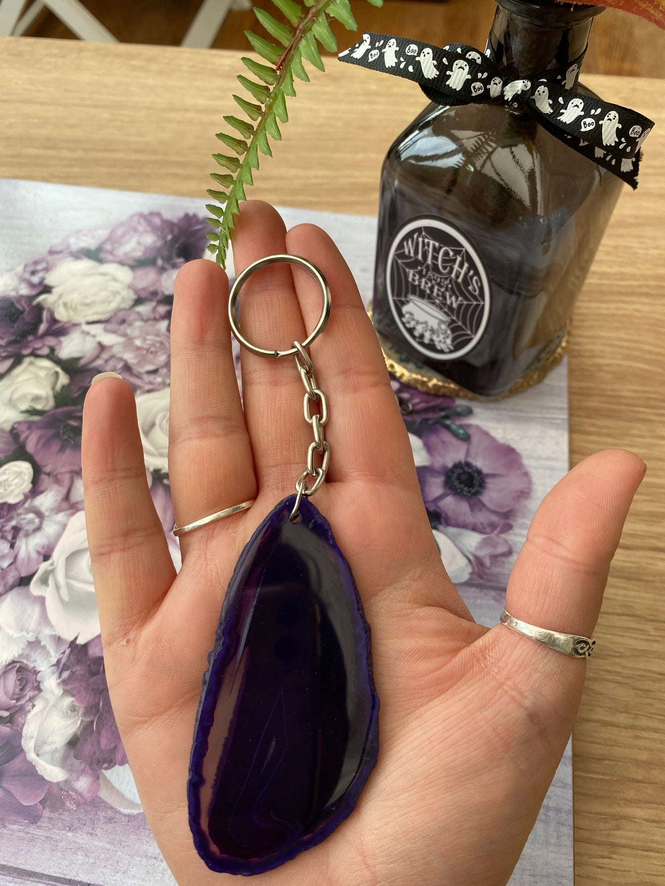 Agate Slice Keyring