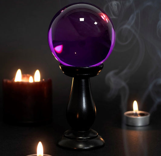 Small Purple Crystal Ball on Stand